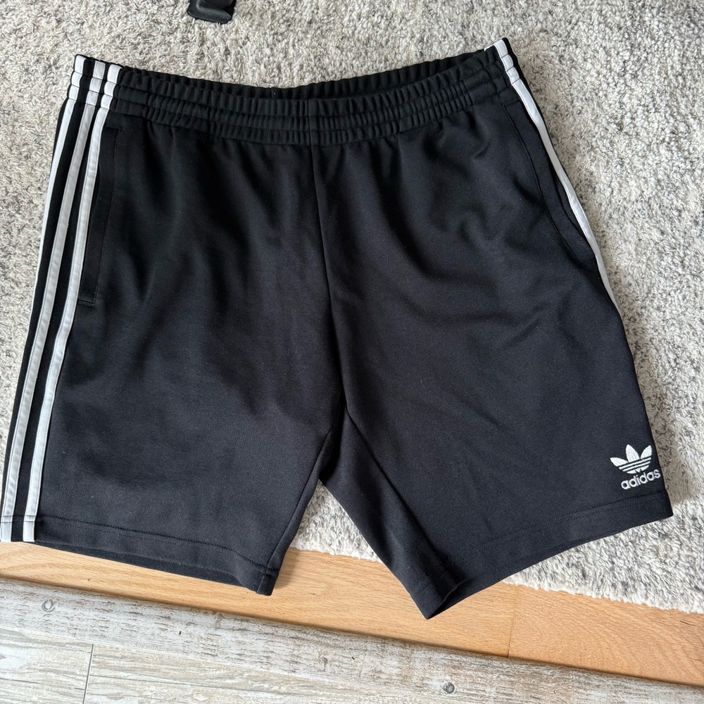 Adidas Men's Black and White Athletic Shorts
